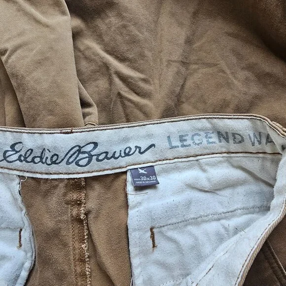 Eddie Bauer Classic Chino Pants Mens Tag 30x30 Act 31x29 Khaki Straight Leg - Picture 4 of 15